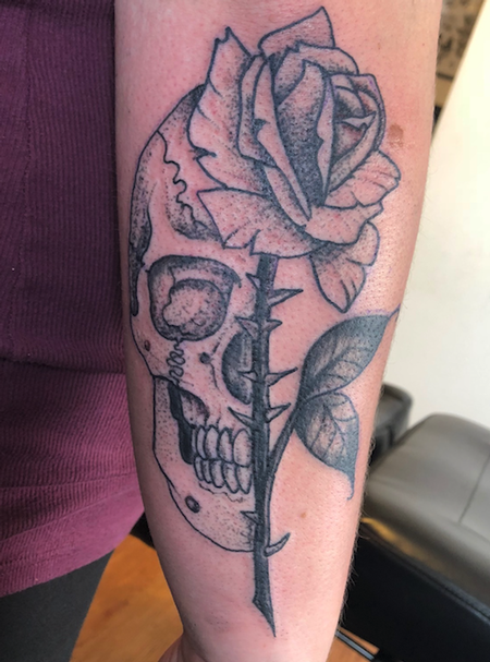 Tattoos - stipple skull n rose - 134461